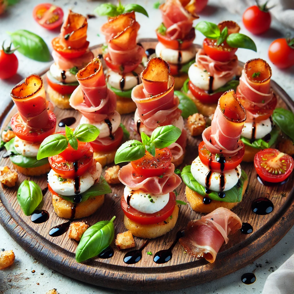 Crispy prosciutto caprese hapjes